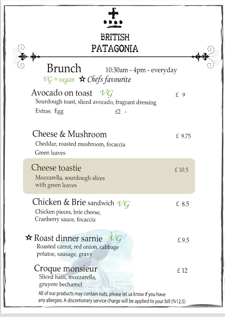 British Patagonia menu 9