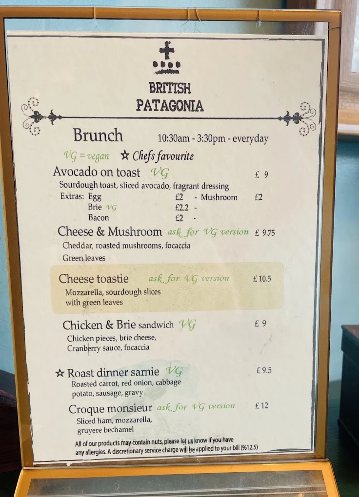 British Patagonia menu 7