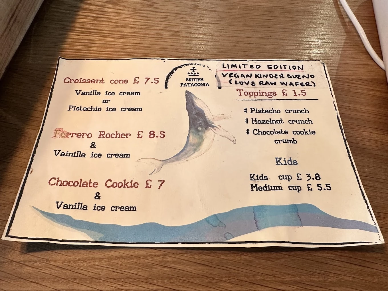 British Patagonia menu 4